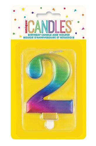 Metallic Rainbow Birthday Candle - #2 - The Base Warehouse