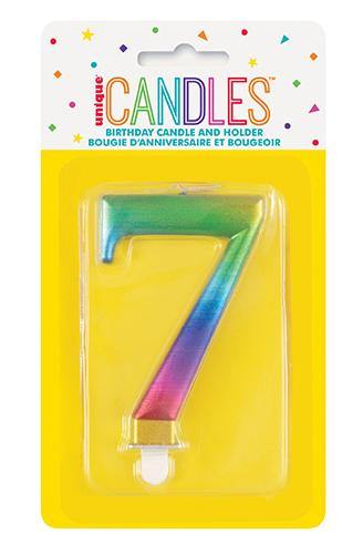 Metallic Rainbow Birthday Candle - #7 - The Base Warehouse