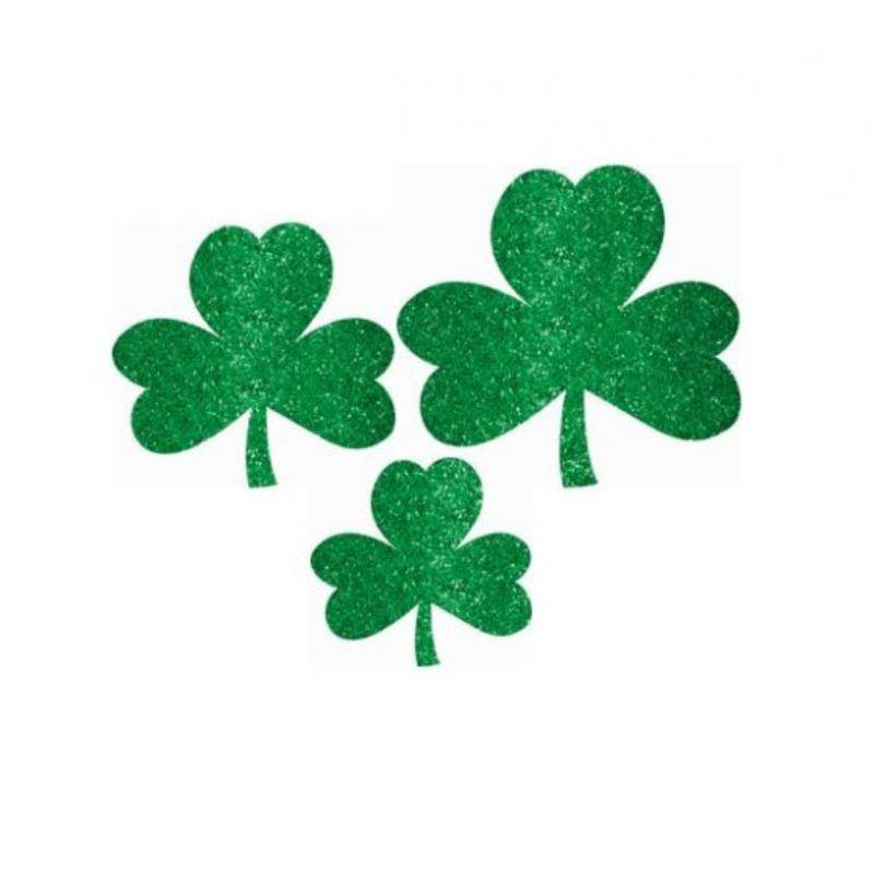 Mini Glitter Shamrock Cutouts - 10cm to 17cm - The Base Warehouse