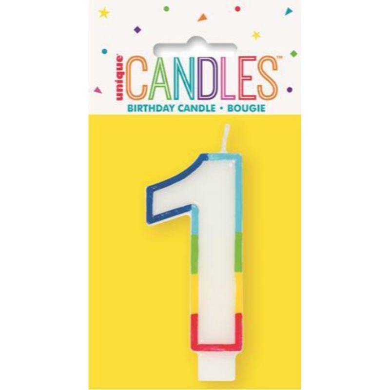 Rainbow Numeral Candle - 1 - The Base Warehouse