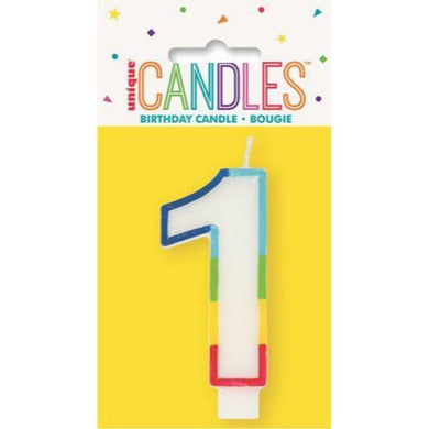 Rainbow Numeral Candle - 1 - The Base Warehouse