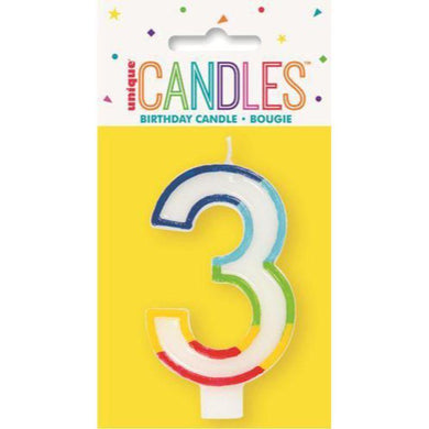 Rainbow Numeral Candle - 3 - The Base Warehouse