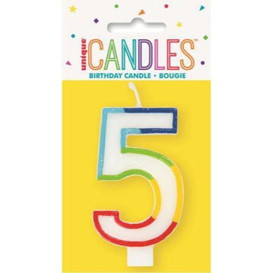 Rainbow Numeral Candle - 5 - The Base Warehouse