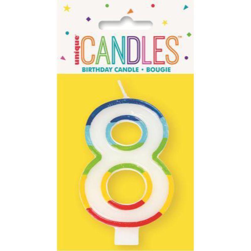 Rainbow Numeral Candle - 8 - The Base Warehouse