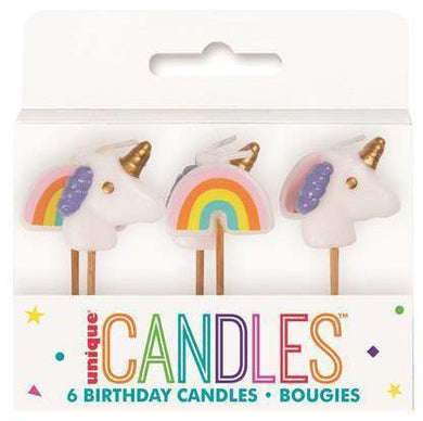 6 Pack Unicorn & Rainbow Pick Candles - The Base Warehouse