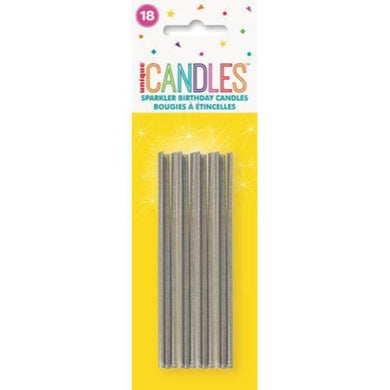 18 Pack Silver Sparkler Candles - The Base Warehouse