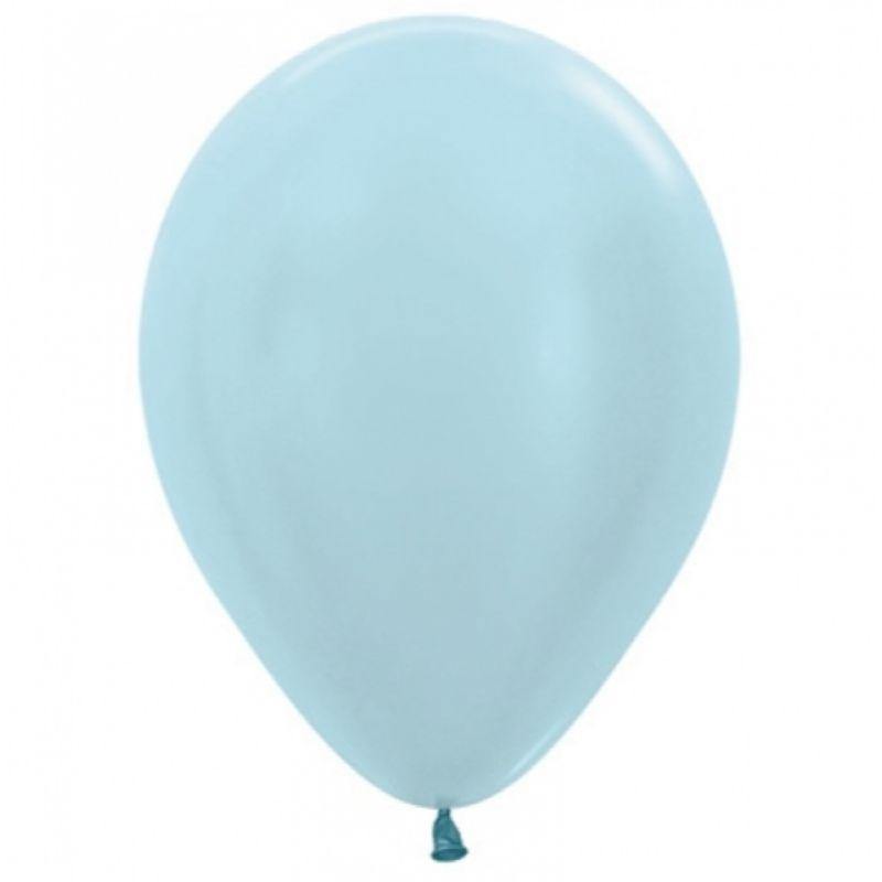 50 Pack Satin Pearl Blue Latex Balloons - 12cm - The Base Warehouse