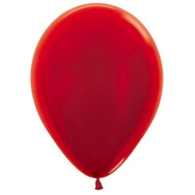 50 Pack Metallic Red Latex Balloons - 12cm - The Base Warehouse
