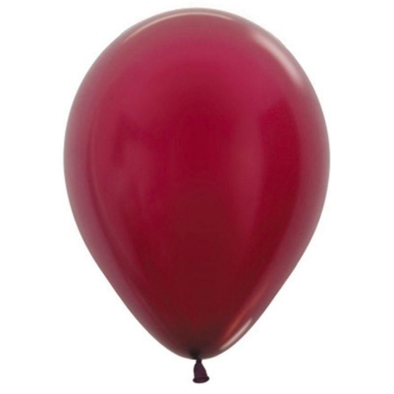 50 Pack Metallic Burgundy Latex Balloons - 12cm - The Base Warehouse
