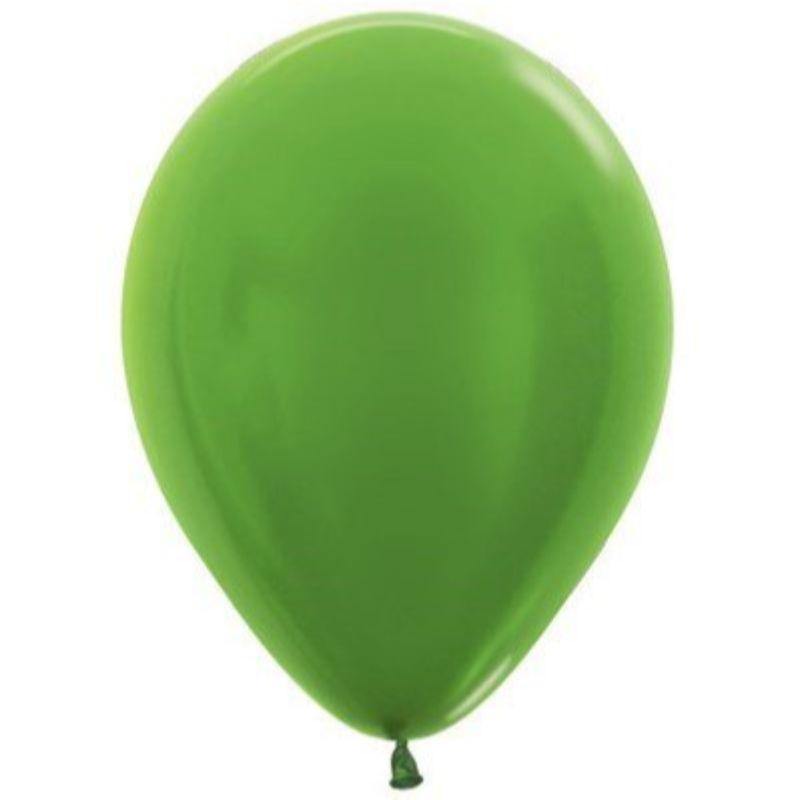 Sempertex 50 Pack Metallic Lime Green Latex Balloons - 12cm