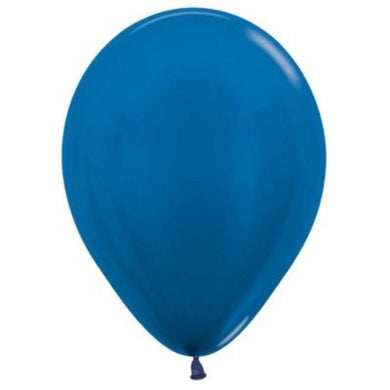 50 Pack Metallic Blue Latex Balloons - 12cm - The Base Warehouse