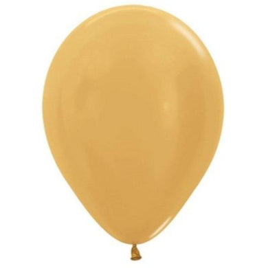 50 Pack Metallic Gold Latex Balloons - 12cm - The Base Warehouse