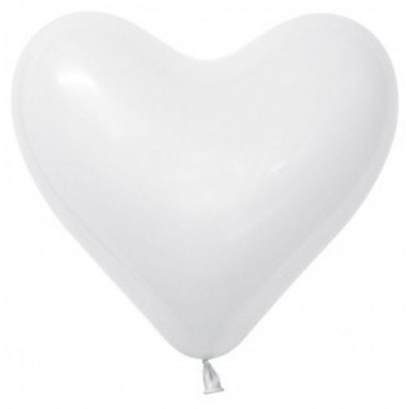 12 Pack Fashion White Heart Sempertex Balloons - 28cm - The Base Warehouse