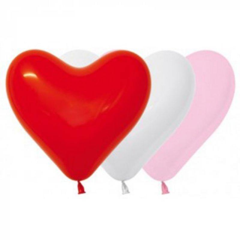 12 Pack Fashion Assorted Colour Heart Sempertex Balloons - 28cm - The Base Warehouse