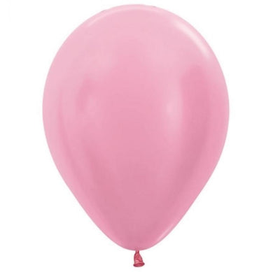 25 Pack Satin Pearl Pink Latex Balloons - The Base Warehouse