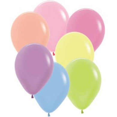 50 Pack Assorted Neon Latex Balloons - 12cm - The Base Warehouse
