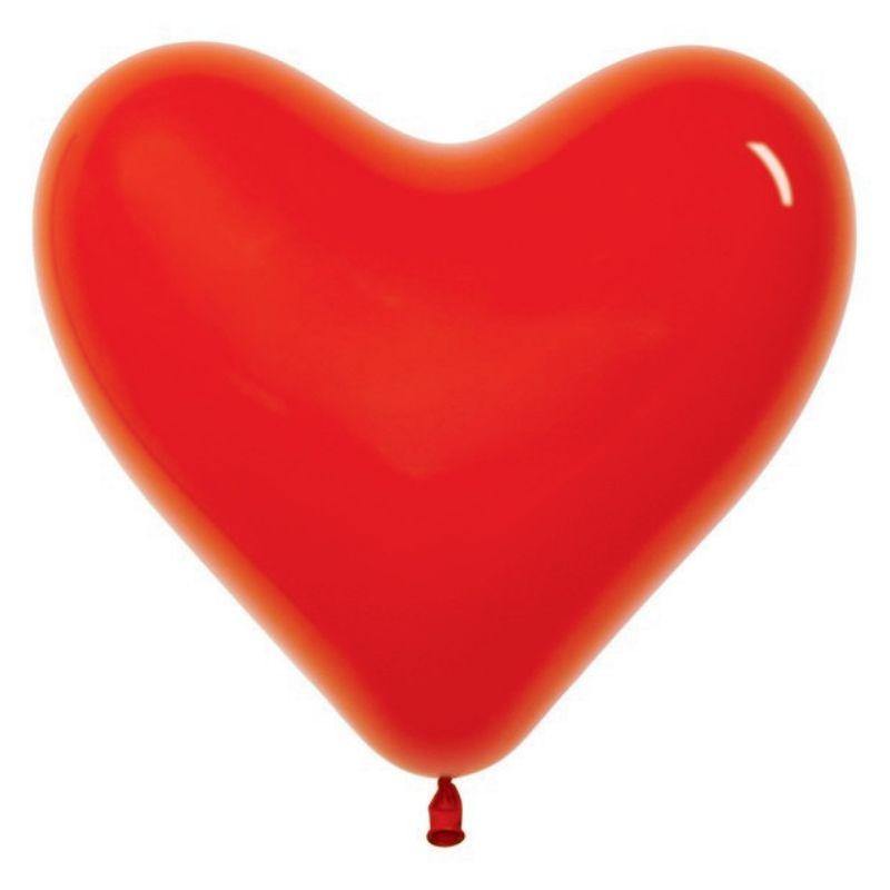 12 Pack Crystal Red Heart Sempertex Balloons - 28cm - The Base Warehouse