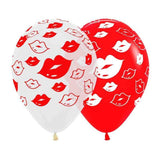 Load image into Gallery viewer, 12 Pack Kiss Me Kisses Red &amp; White Sempertex Balloons - 30cm - The Base Warehouse
