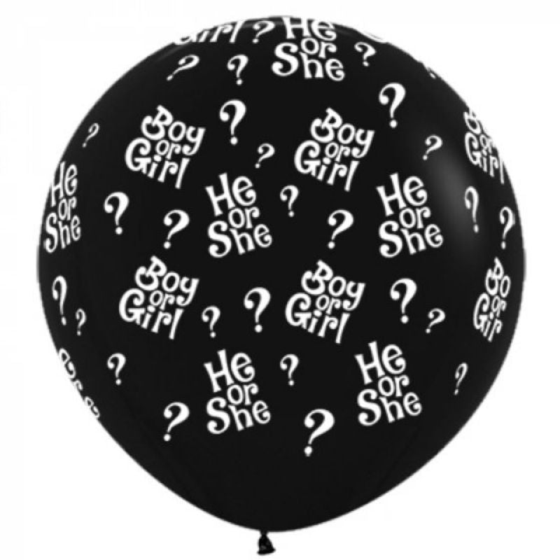 He or She Question Marks Fashion Black Sempertex Balloon - 90cm