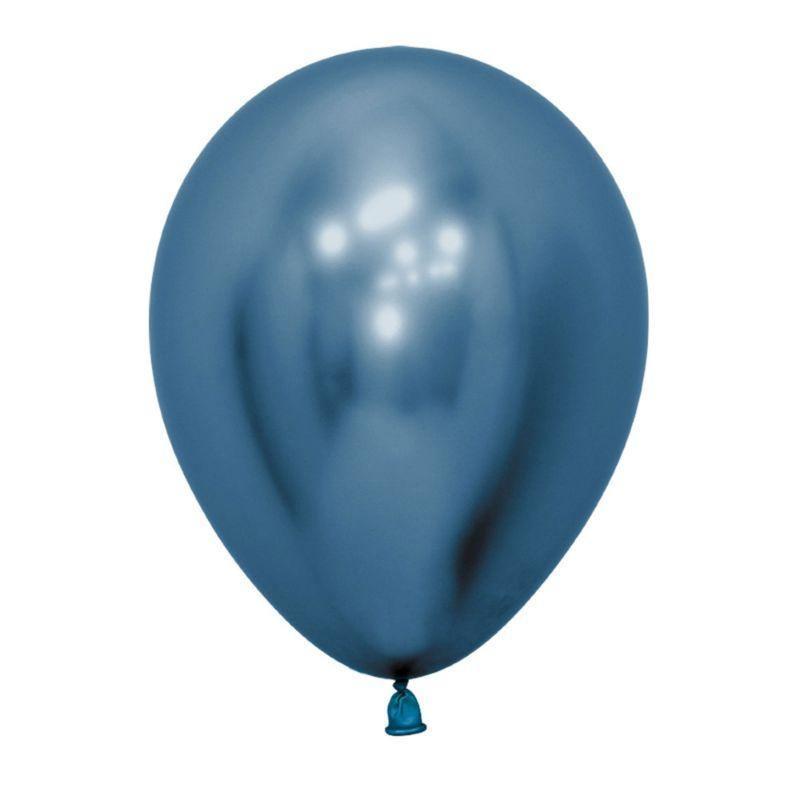 50 Pack Metallic Reflex Blue Latex Balloons - 12cm