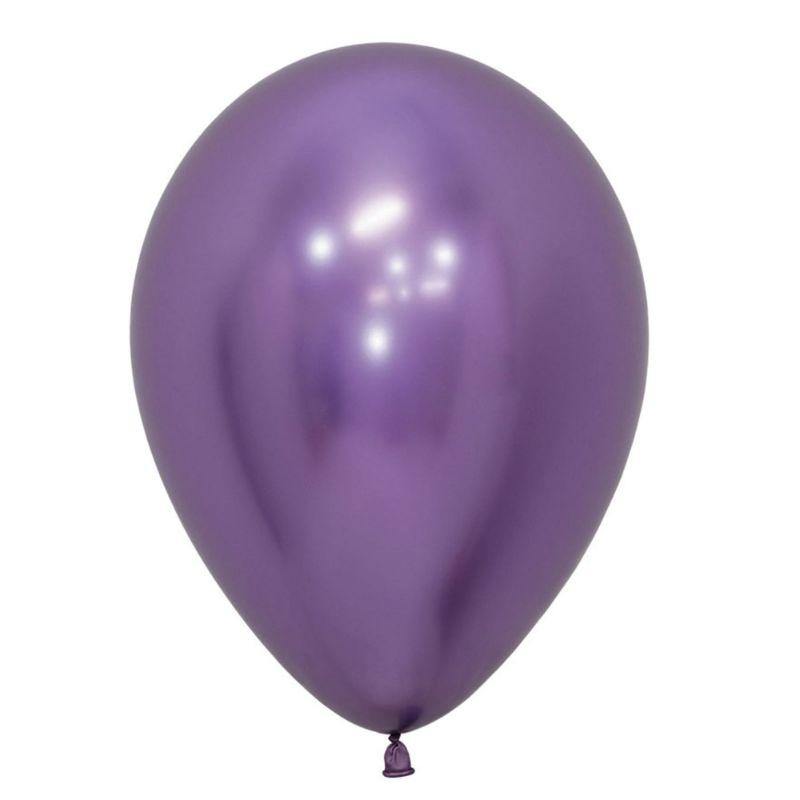 50 Pack Metallic Reflex Violet Latex Balloons - 12cm - The Base Warehouse
