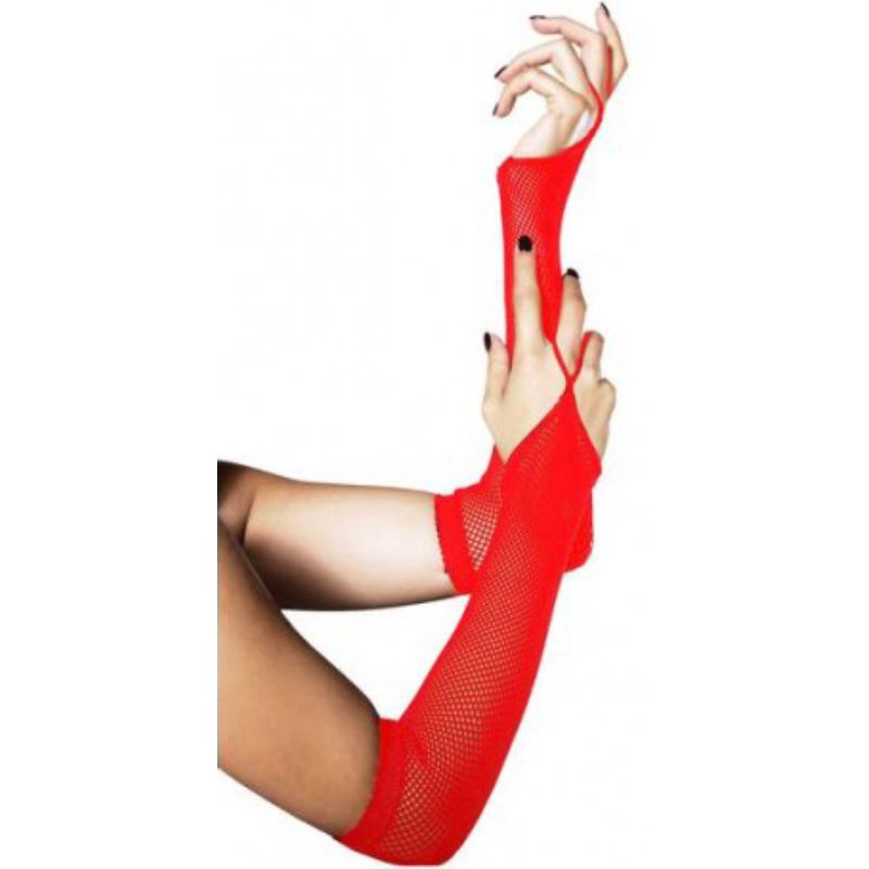 Red Fishnet Arm Warmers