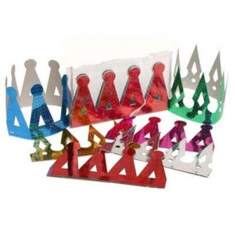 6 Pack Multi Colour Laser Foil Crown - The Base Warehouse