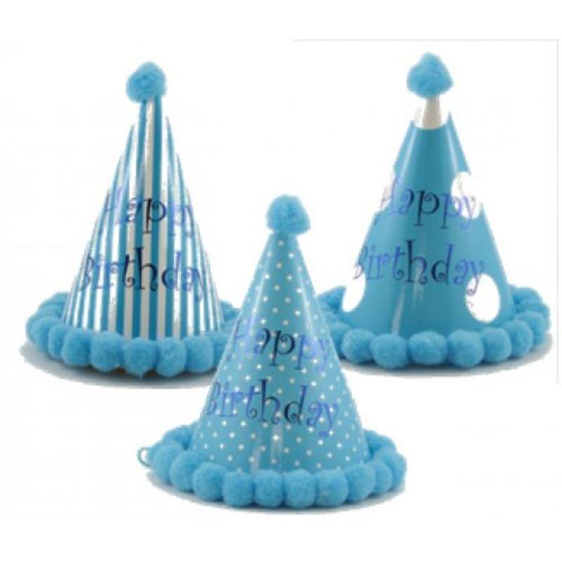 Blue Pom Pom Cone Hats