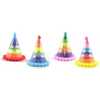 Assorted Pom Pom Party Hats - The Base Warehouse