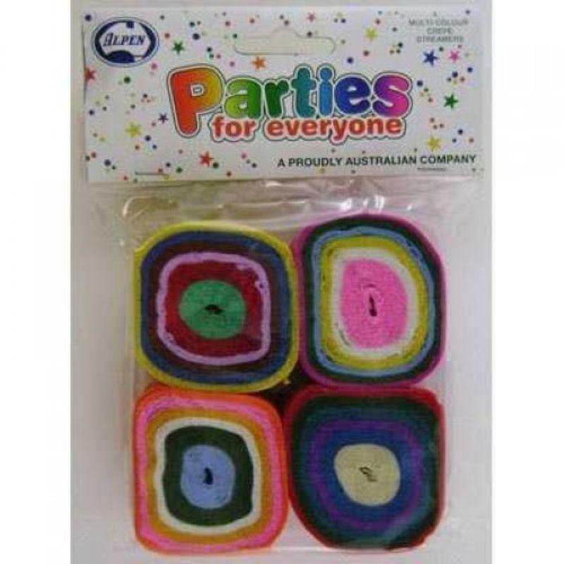 4 Pack Multi Colour Crepe Streamers