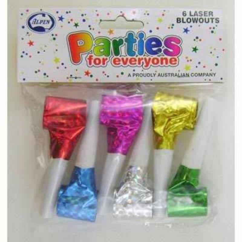 6 Pack Multi Colour Laser Foil Blowouts - The Base Warehouse