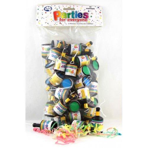 50 Pack Classic Black Party Poppers - The Base Warehouse