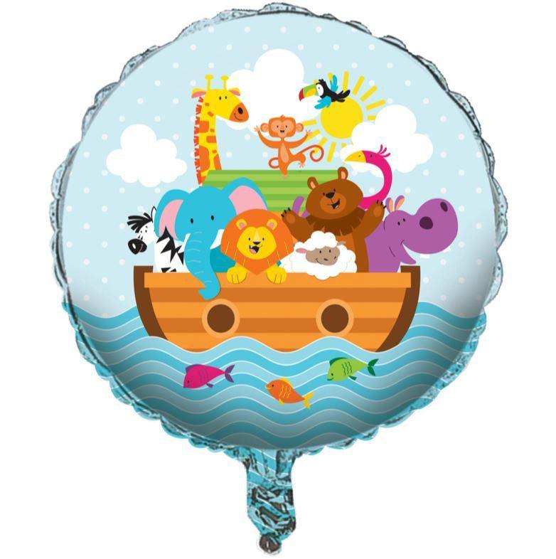 Baby Shower Noahs Ark Design Foil Balloon - 45cm - The Base Warehouse