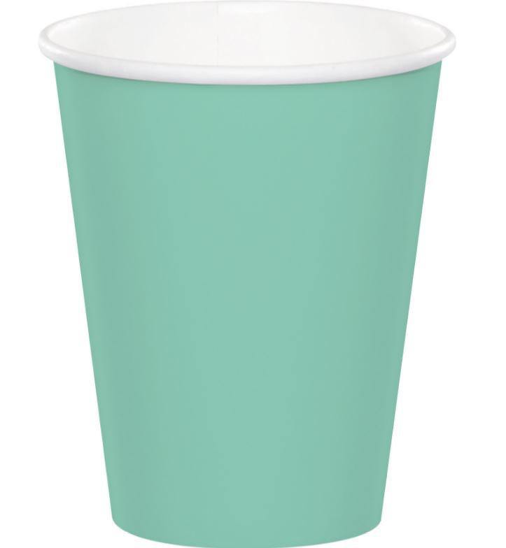24 Pack Fresh Mint Green Paper Cups - 266ml - The Base Warehouse