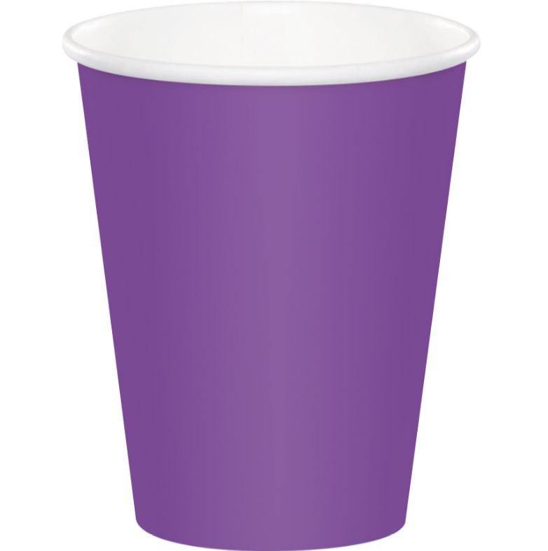 24 Pack Amethyst Purple Cups Paper - 266ml