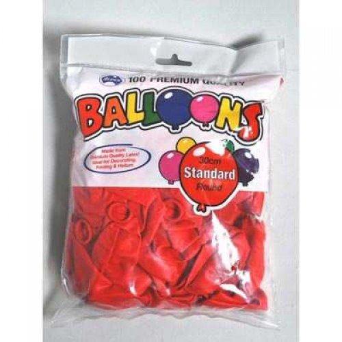 100 Pack Red Latex Balloons - 30cm - The Base Warehouse