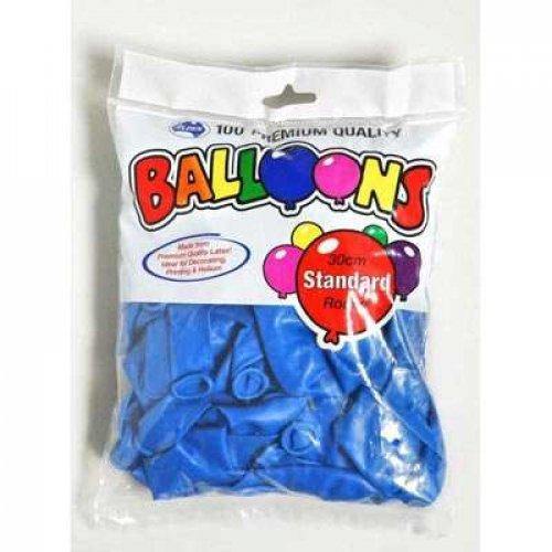 100 Pack Blue Latex Balloons - 30cm - The Base Warehouse