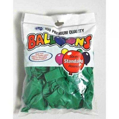 100 Pack Green Latex Balloons - 30cm - The Base Warehouse