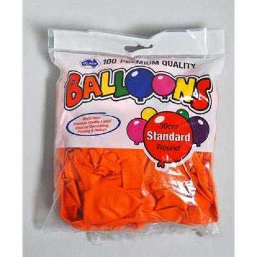 100 Pack Orange Latex Balloons - 30cm - The Base Warehouse