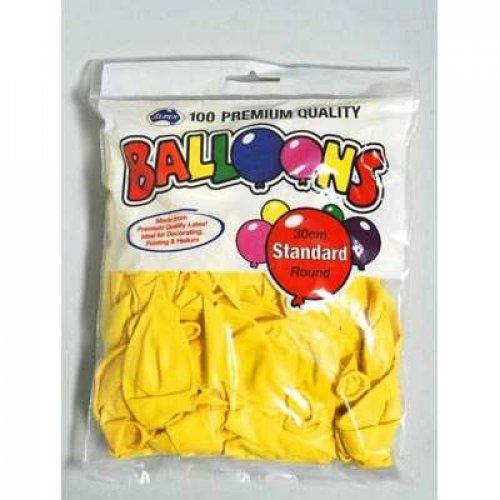 100 Pack Yellow Latex Balloons - 30cm - The Base Warehouse