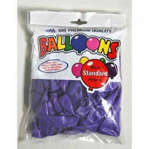 100 Pack Purple Latex Balloons - 30cm - The Base Warehouse