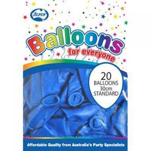 20 Pack Blue Latex Balloons - 30cm