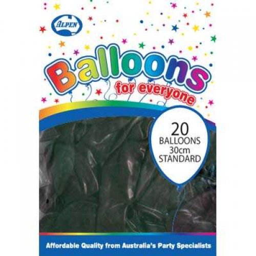 20 Pack Black Latex Balloons - 30cm