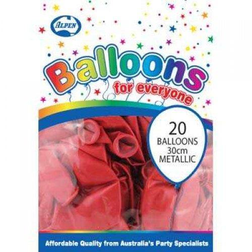 20 Pack Metallic Red Latex Balloons - The Base Warehouse