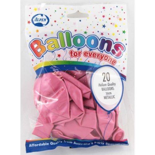 20 Pack Metallic Light Pink Latex Balloons - 30cm - The Base Warehouse