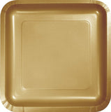 Load image into Gallery viewer, 24 Pack Glittering Gold Square Paper Lunch Plates - 18cm
