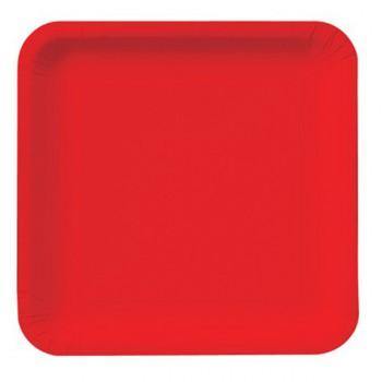 24 Pack Classic Red Square Paper Lunch Plates - 18cm - The Base Warehouse