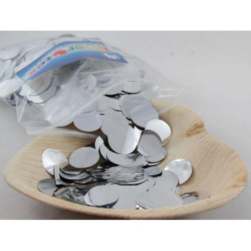2.3cm Metallic Silver Confetti - 250g - The Base Warehouse