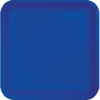 18 Pack Cobalt Blue Square Dinner Plates Paper - 23cm