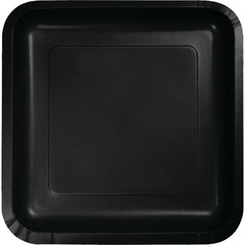 18 Pack Black Velvet Square Dinner Plates Paper - 23.1 cm